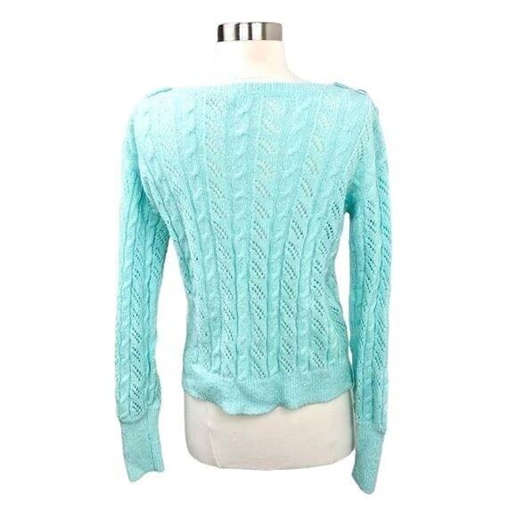 Court & Rowe Cable-knit Fishermen Preppy Sweater Small Pastel Blue Green Mint - Picture 6 of 8